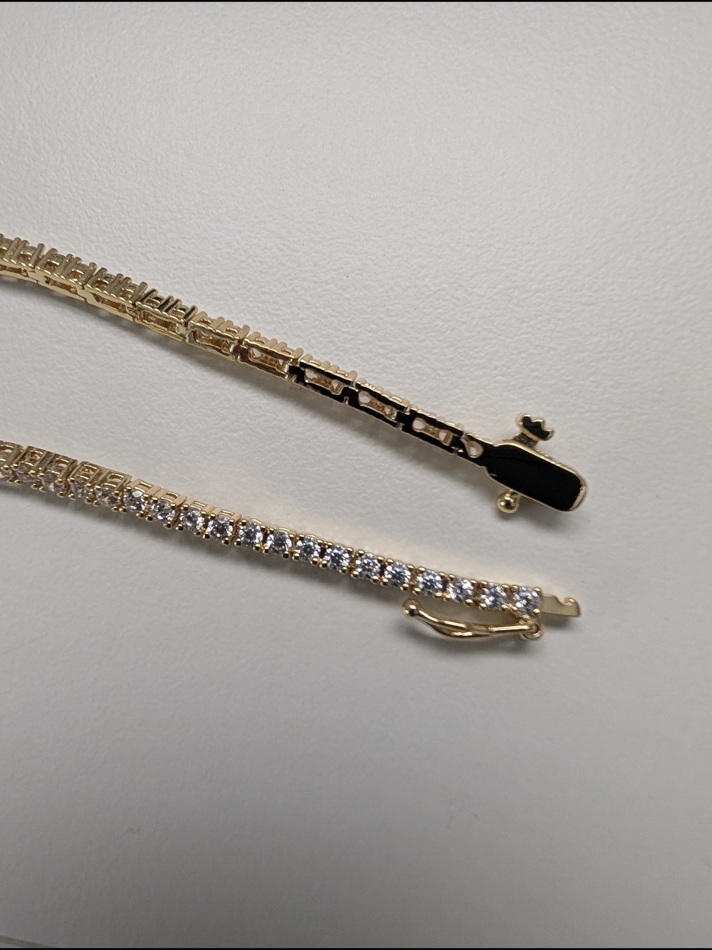 14K Gold Plated Tennis Bracelet with Clear Moissanite Stones